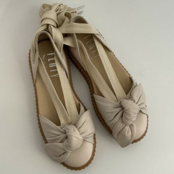 Fenty Puma by Rihanna Sandals 7.5 Leather Bow Front Platform Creeper - Picture 11 of 13